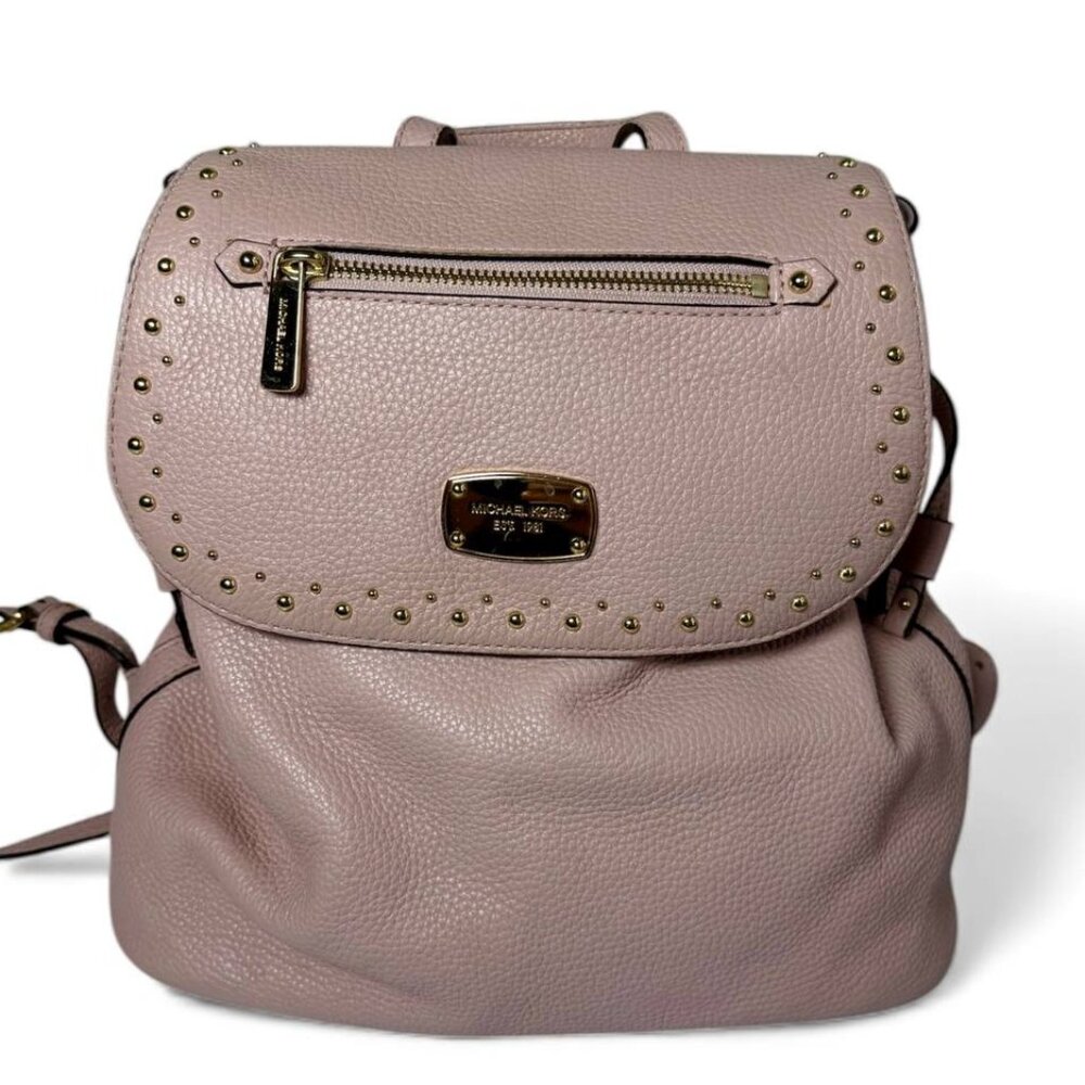 Michael Kors Blush Pink Pebbled Leather Studded Backpack